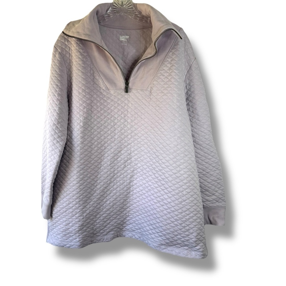 Lands' End Lilac Quilted Oversized Pullover